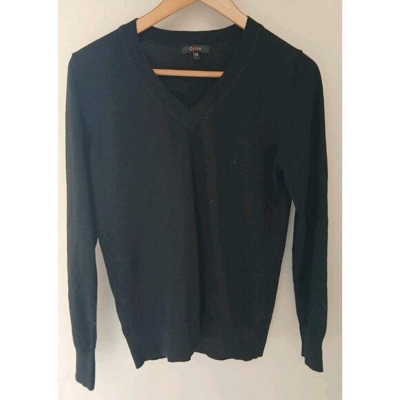 Quince Lightweight Cotton Cashmere V-Neck Sweater - Picture 1 of 9